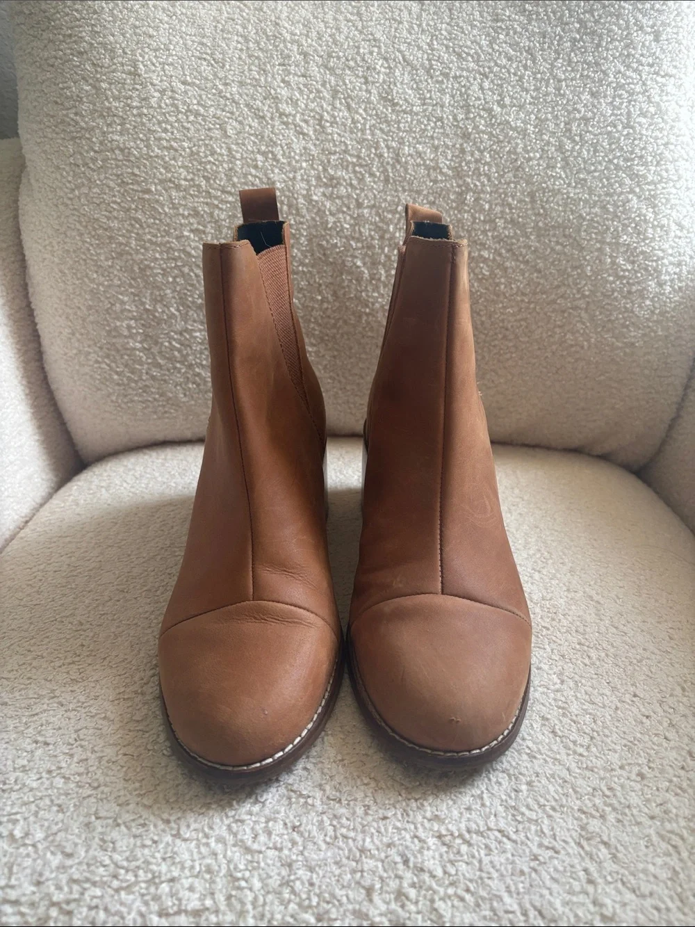 Toms Brown Leather Chelsea Ankle Boots